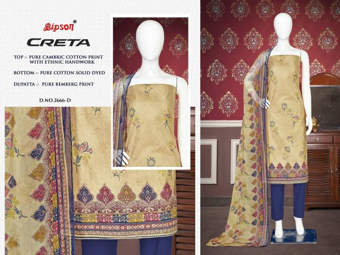 Creta 2666 By Bipson Printed Cambric Cotton Dress Material Wholesale Shop In Surat
